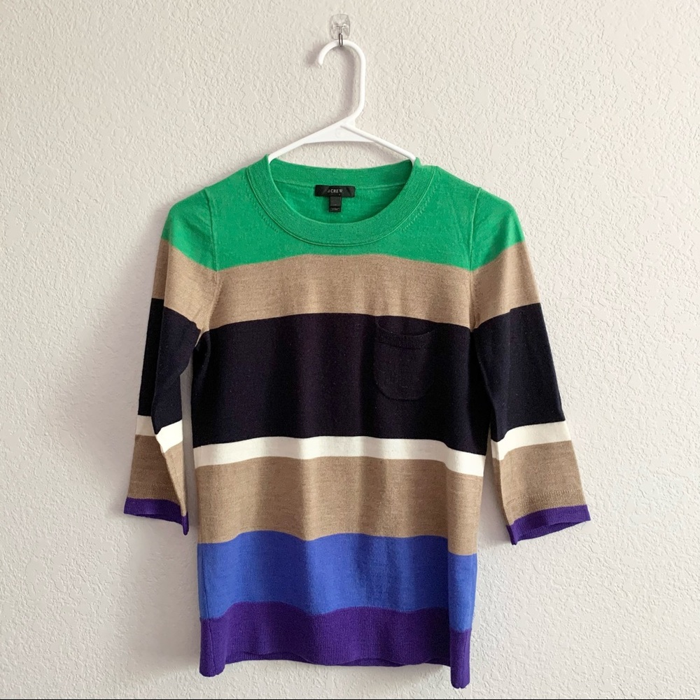 J Crew | Tippi 3/4 Length Striped Sweater | Sz 2